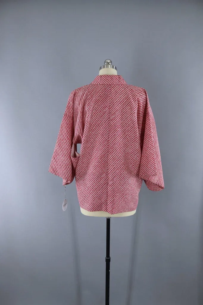 Vintage Maroon Shibori Print Kimono Jacket