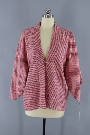 Vintage Maroon Shibori Print Kimono Jacket