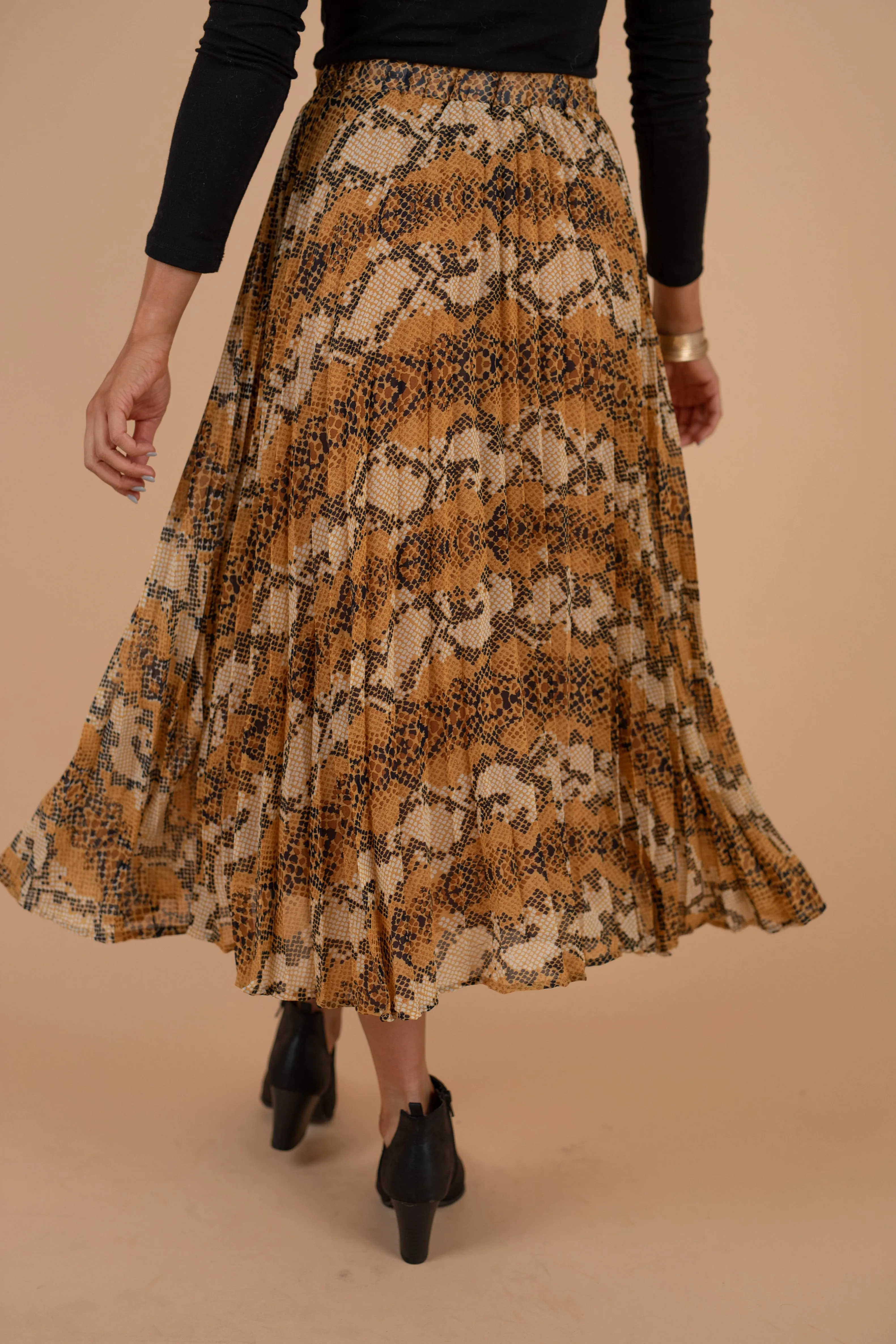 What You Desire Yellow Snake Midi Skirt