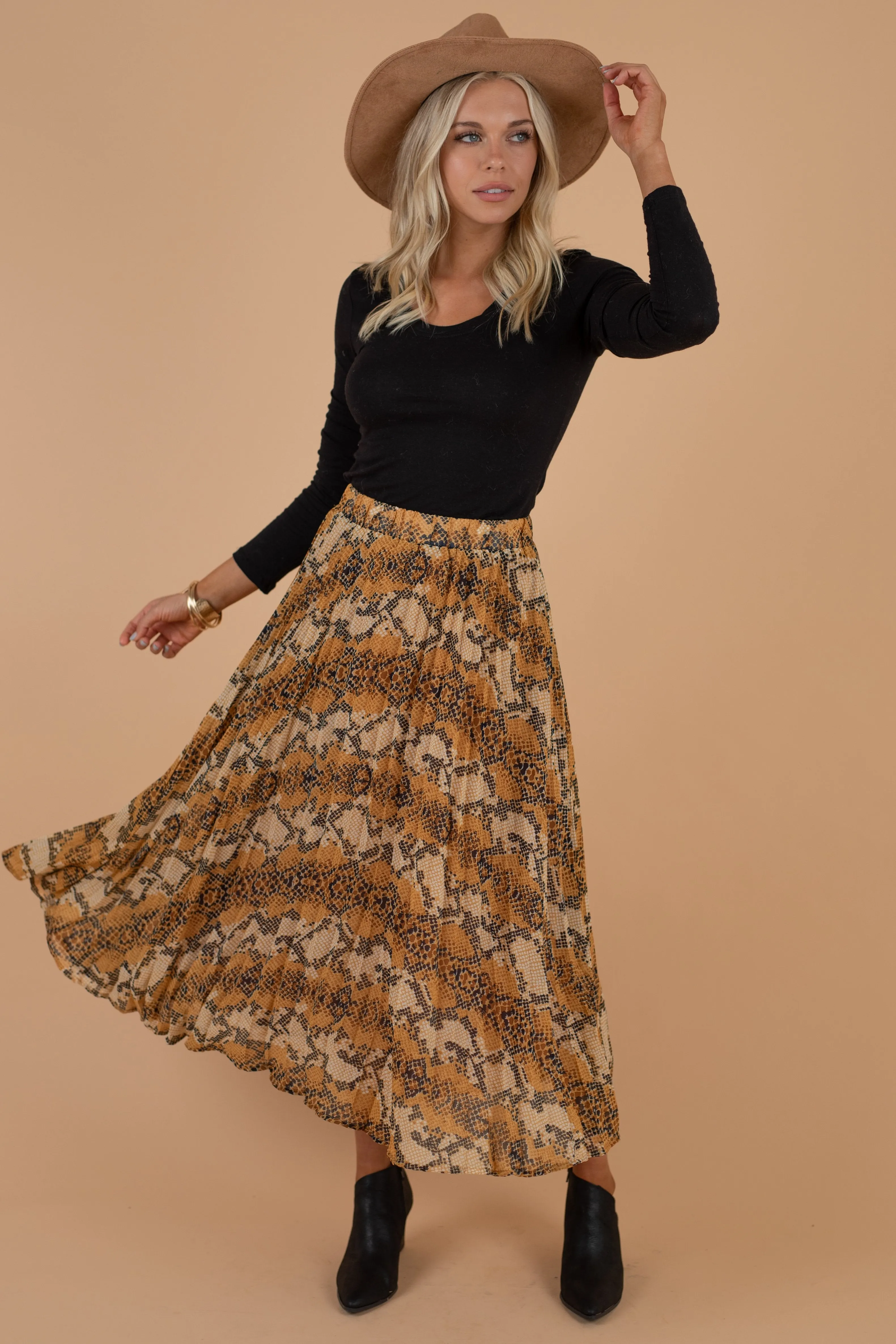 What You Desire Yellow Snake Midi Skirt