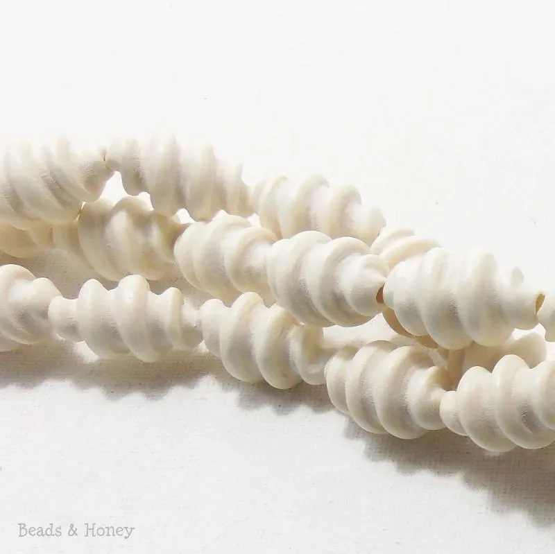 Whitewood Bleached Carved Spiral 12x24mm (Half Strand)