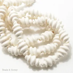 Whitewood Bleached Carved Spiral 12x24mm (Half Strand)