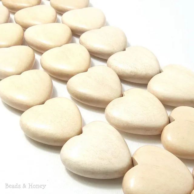 Whitewood Heart Focal Bead 25mm (2pcs)