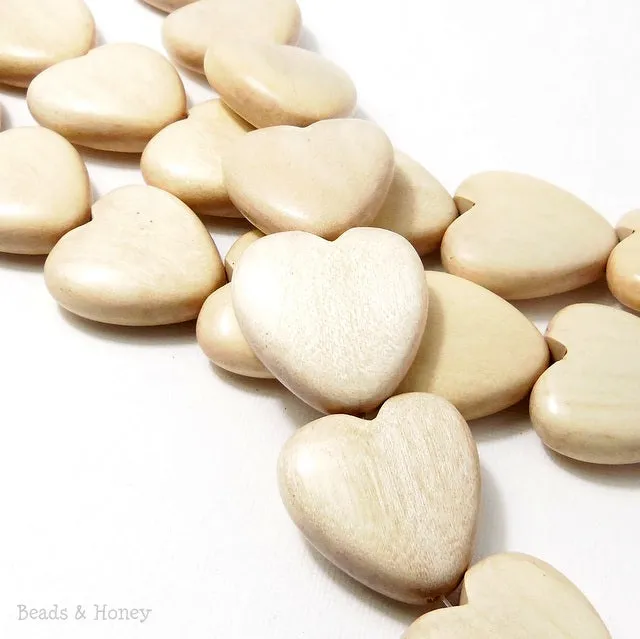 Whitewood Heart Focal Bead 25mm (2pcs)