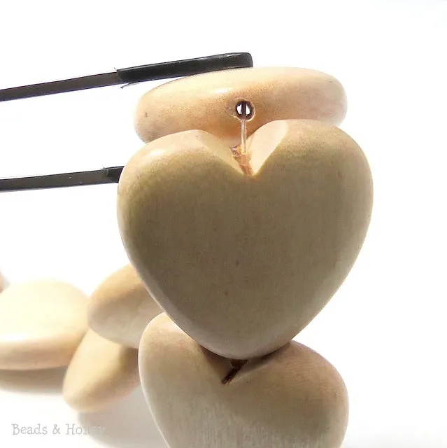 Whitewood Heart Focal Bead 25mm (2pcs)
