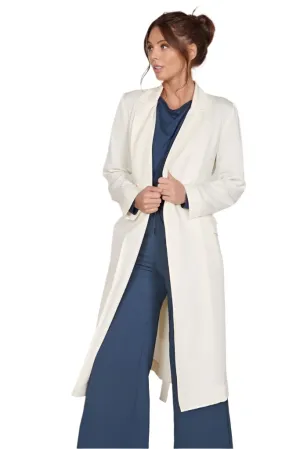 Womens Long Jacket - Cream Longline Lightweight Coat - Sustainable Fabric