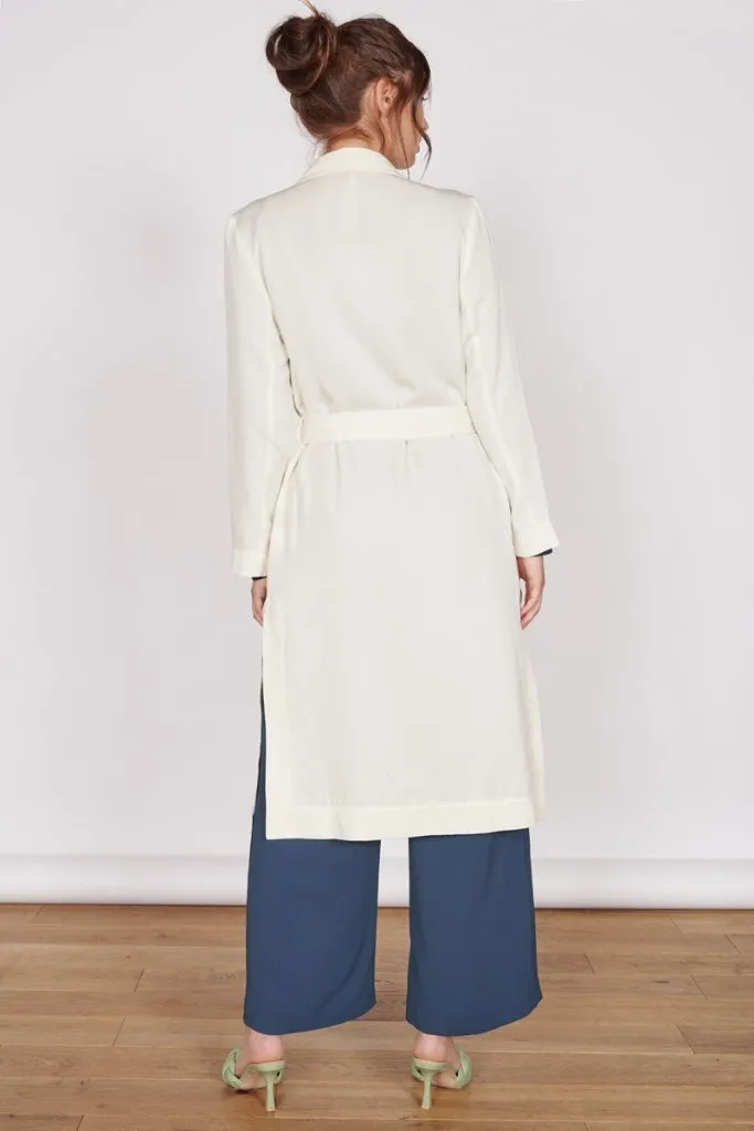 Womens Long Jacket - Cream Longline Lightweight Coat - Sustainable Fabric