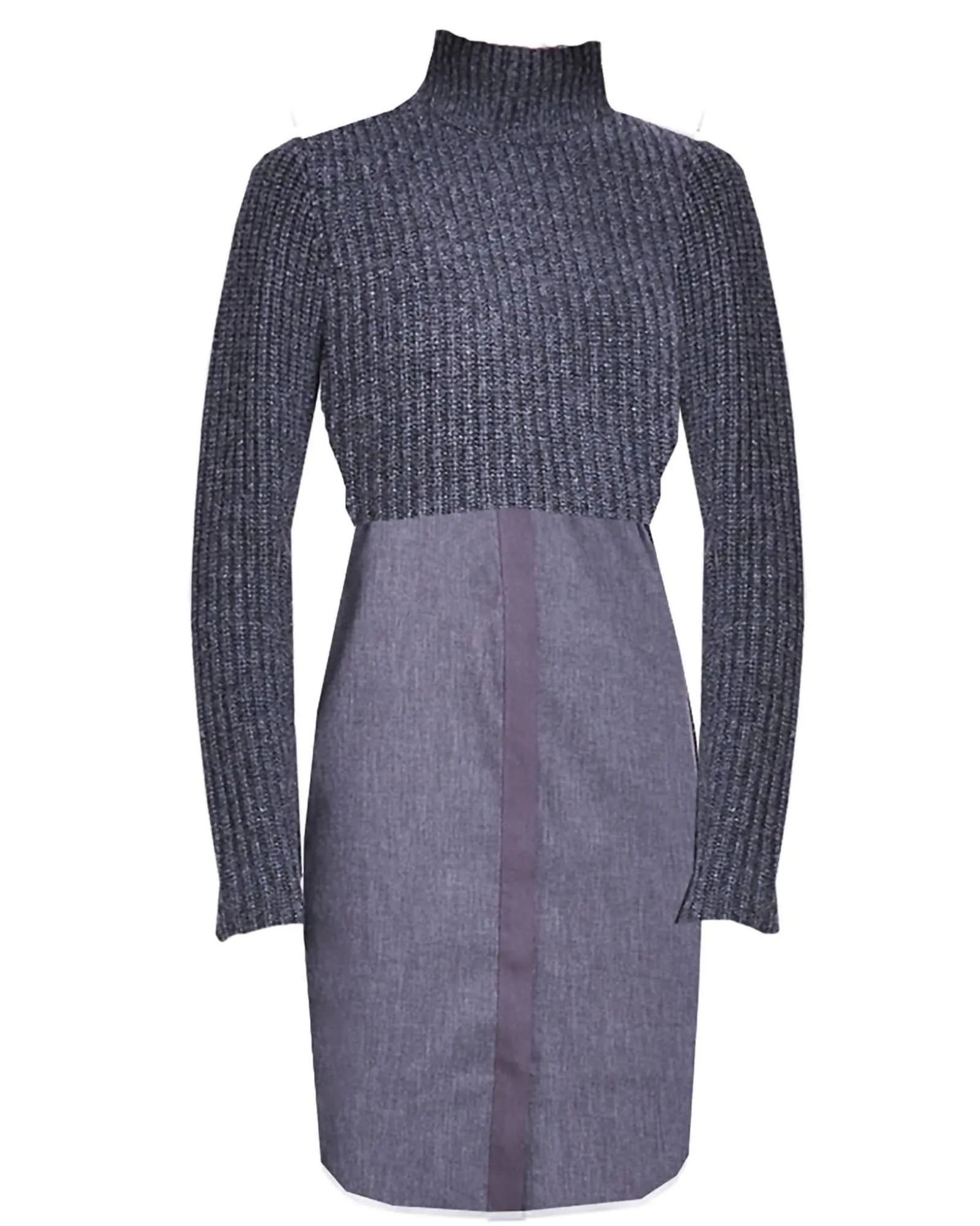 Women'S Raleigh Mock Neck Ribbed Knit Sweater Dress in Charcoal | Charcoal