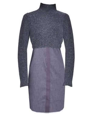 Women'S Raleigh Mock Neck Ribbed Knit Sweater Dress in Charcoal | Charcoal