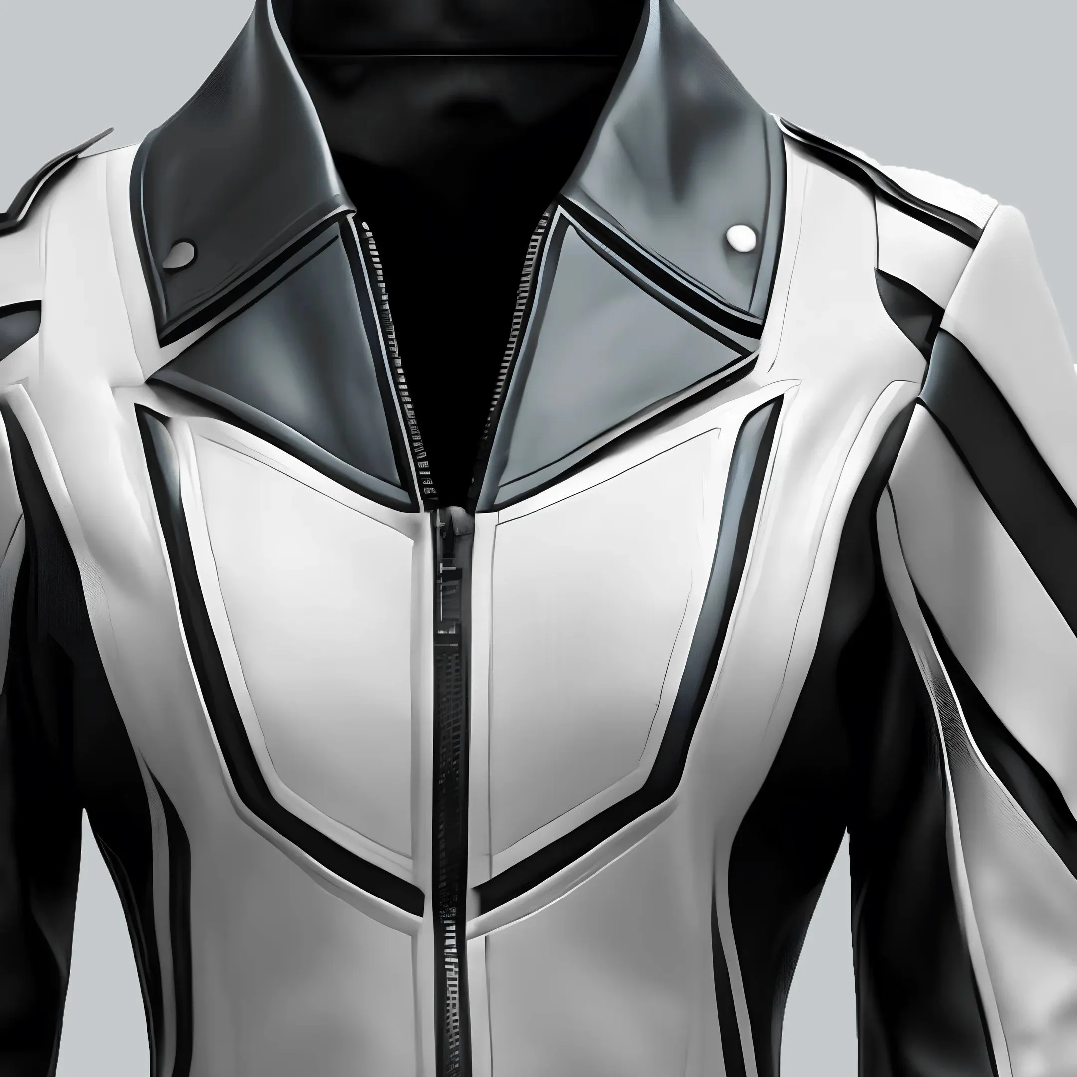 Womens White and Black Faux Leather Biker Jacket