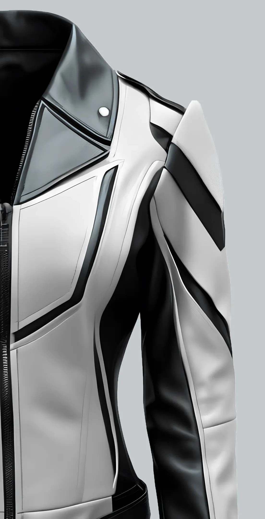 Womens White and Black Faux Leather Biker Jacket