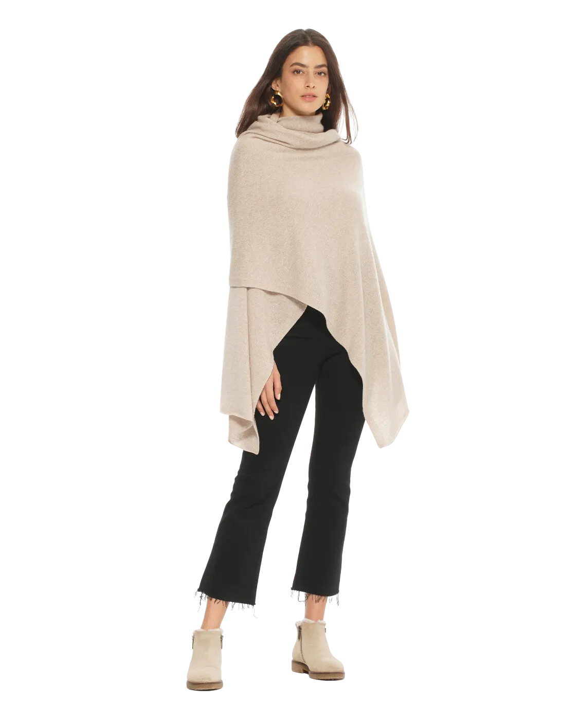 Womens's Pure Cashmere Maxi Wrap Beige