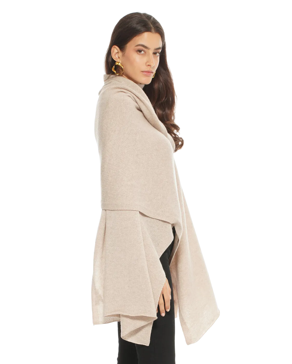 Womens's Pure Cashmere Maxi Wrap Beige