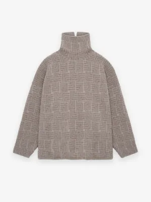 Wool Jacquard High Neck Sweater