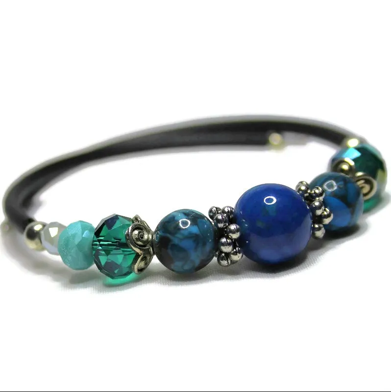 Wrap Bracelet & Earring Set - Teal Riverstone