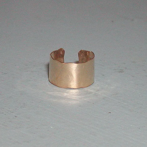 Yellow Gold Filled Wide Hammered Band Ear Cuff