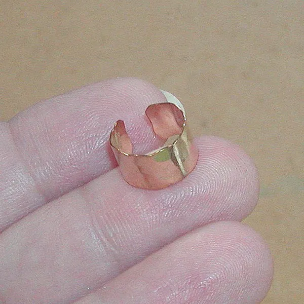Yellow Gold Filled Wide Hammered Band Ear Cuff